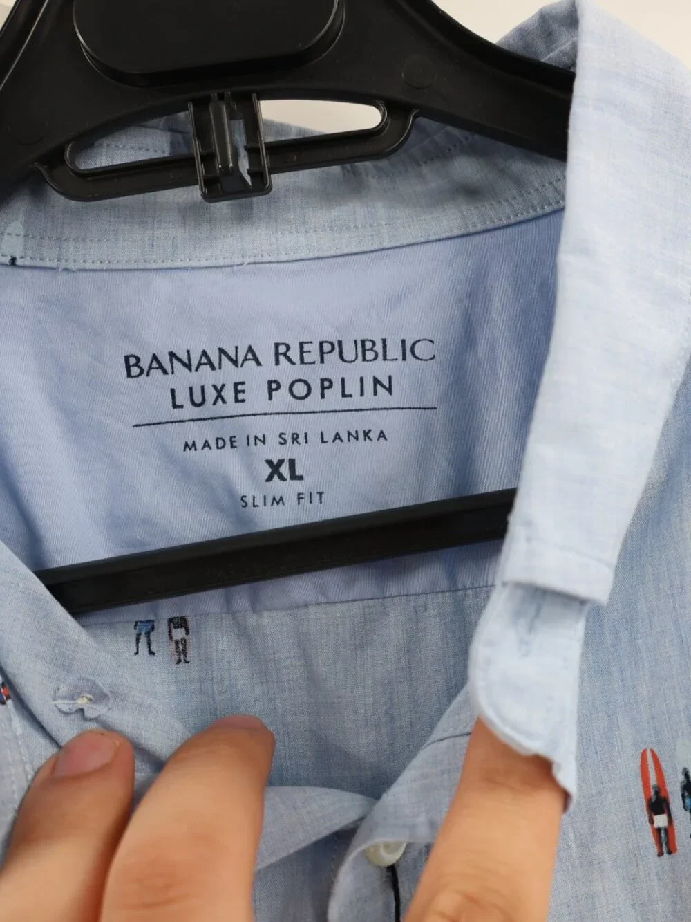 NWT Banana Republic Shirt Mens XL Slim Fit Luxe Poplin Surfer AOP Printed Blue